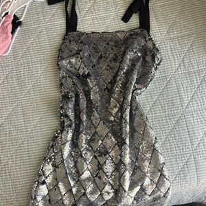 Gianni Bini Black and Silver Sequin Dress